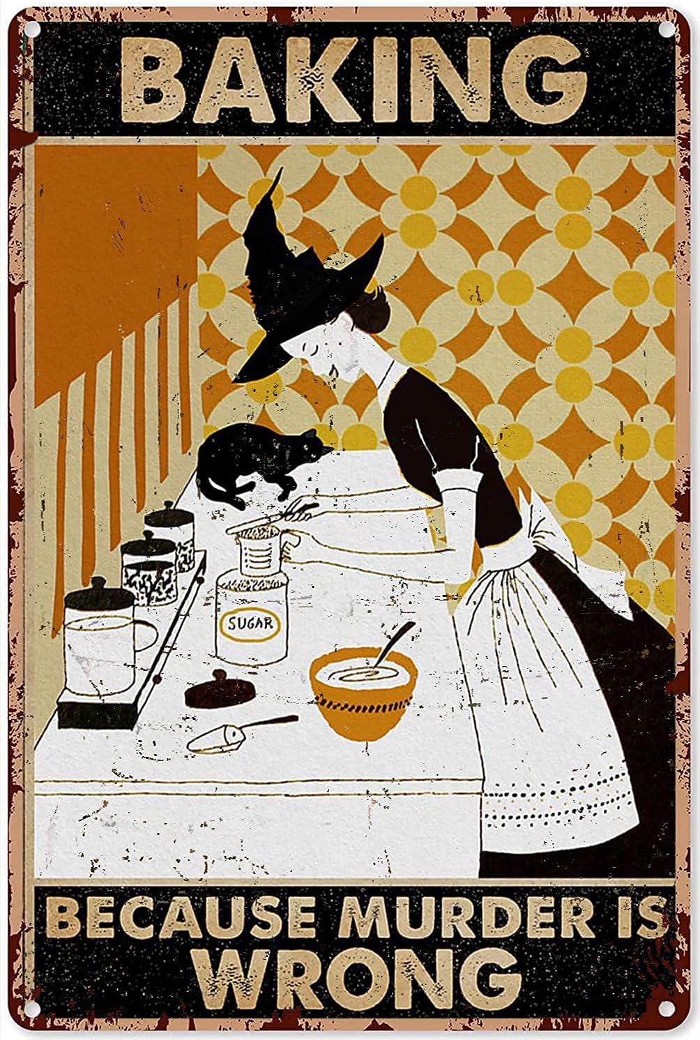 Kitchen Witch Baking - Insegna da cucina vintage chic in