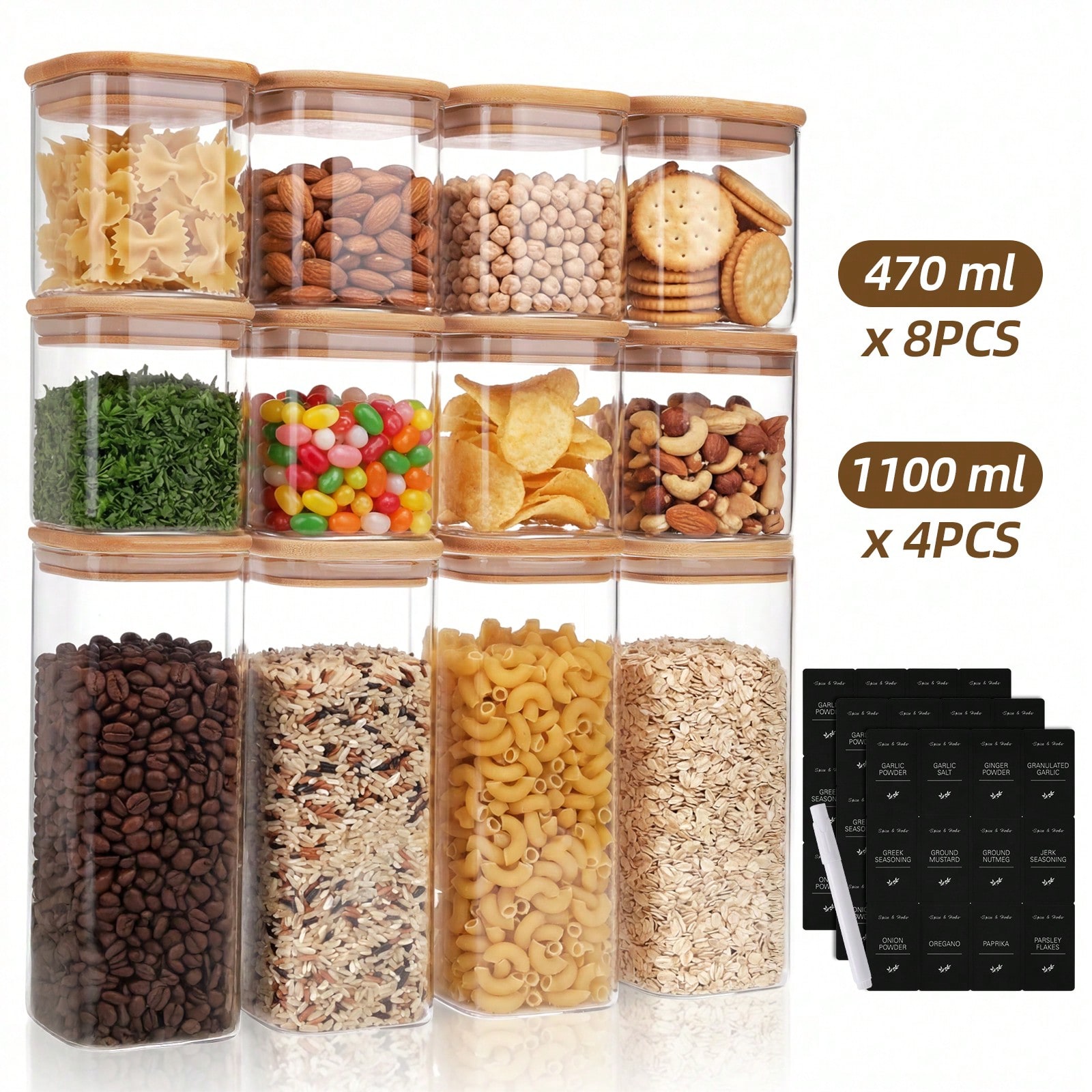 Kitchen Baking Canisters - Tomnk 12 Contenitori in Vetro per